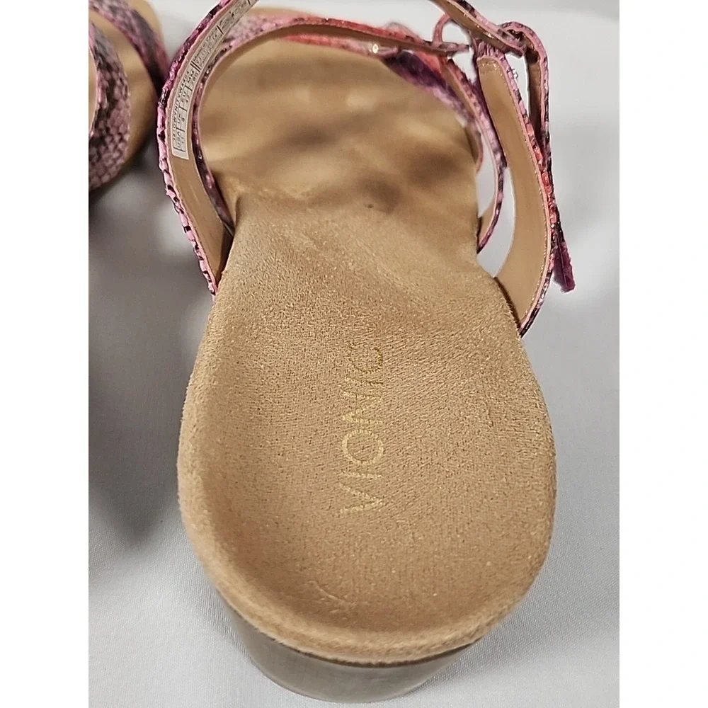 Vionic Dwyn Pink Snake Skin Print 3-strap‎ Wedge Sandals Women Size 11 381DWYN